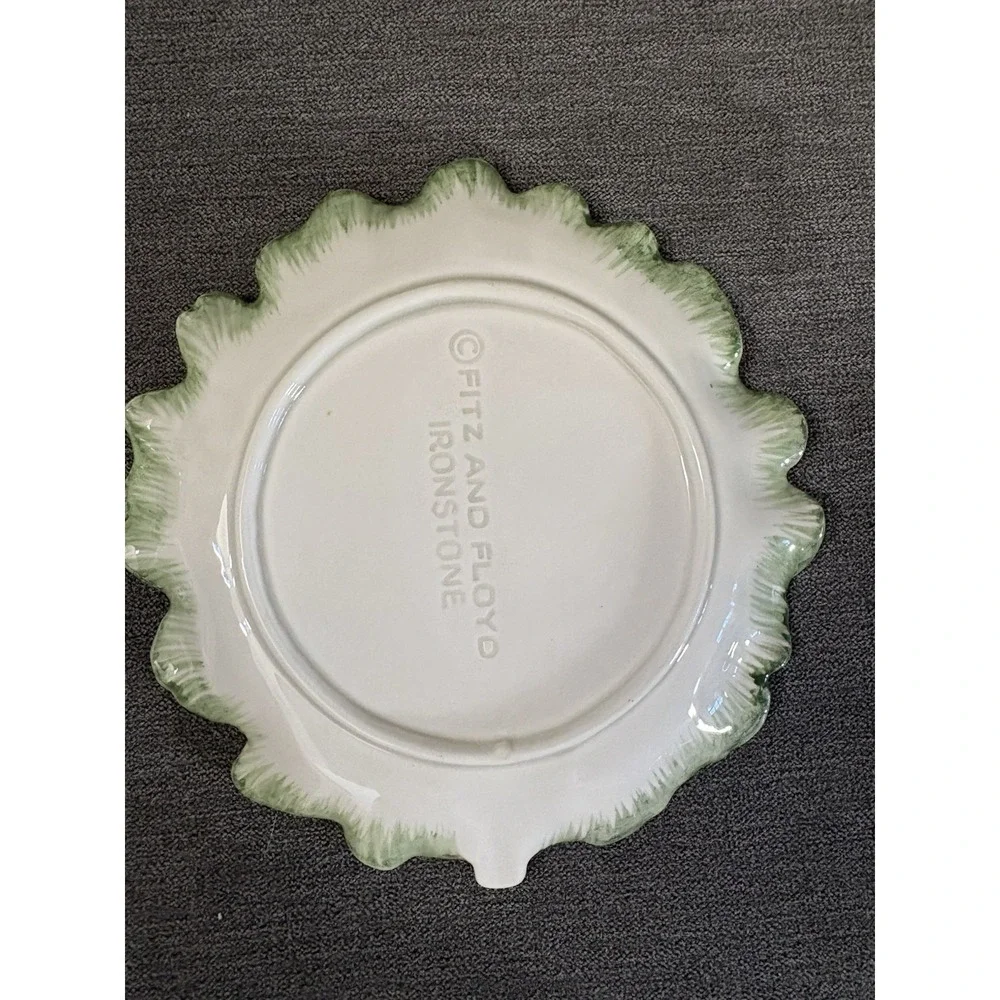Fitz & Floyd Ironstone Set Of 2‎ Cabbage Leaf Appetizer Plate Vintage 7